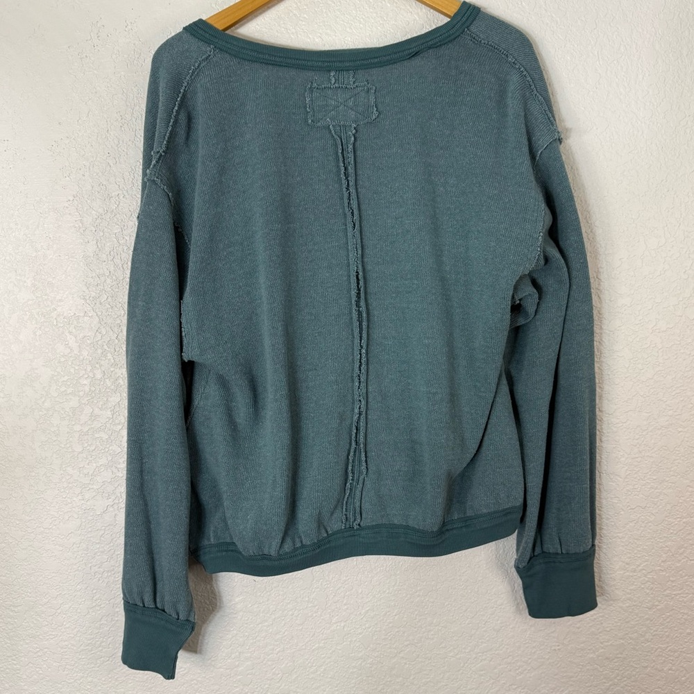 NWT Free People Anyway Top in Deep Teal Faux Wrap Boho Office Casual Relaxed - Picture 5 of 7